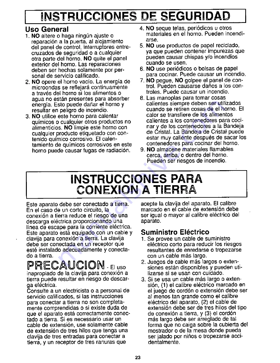 Panasonic NN-S562 Operating Instructions Manual Download Page 25