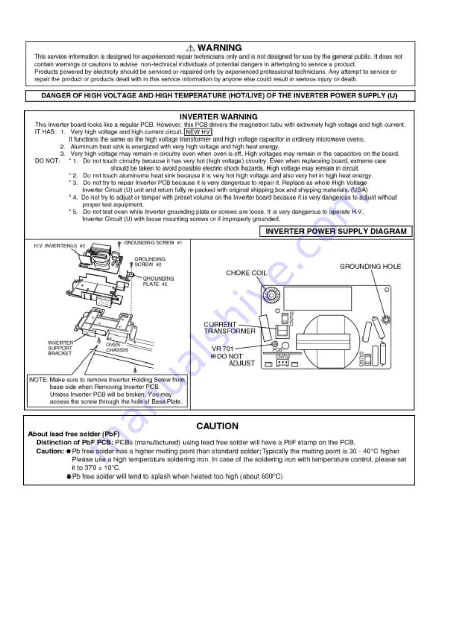 Panasonic NNC994S - Genius Prestige - Convection Microwave Oven Service Manual Download Page 2