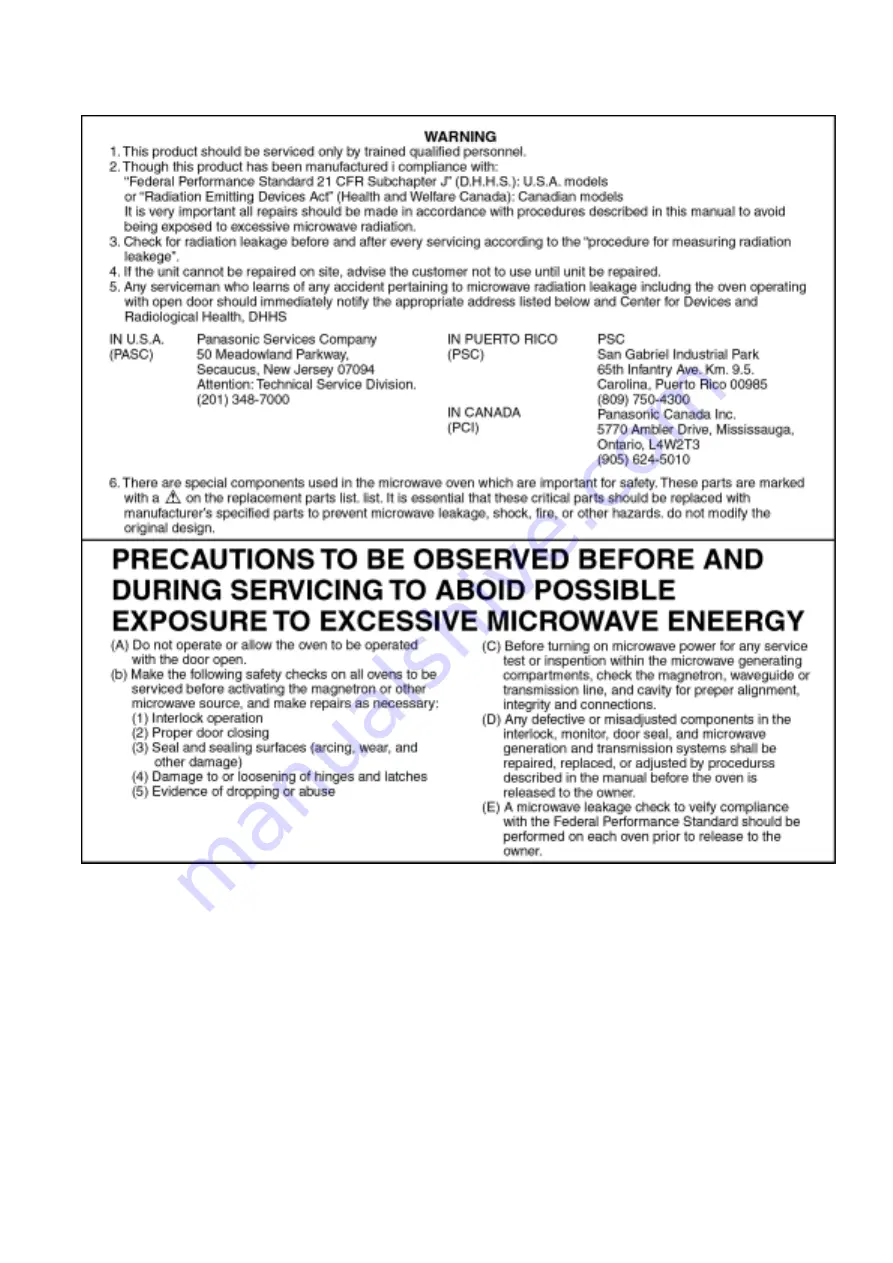 Panasonic NNC994S - Genius Prestige - Convection Microwave Oven Service Manual Download Page 3