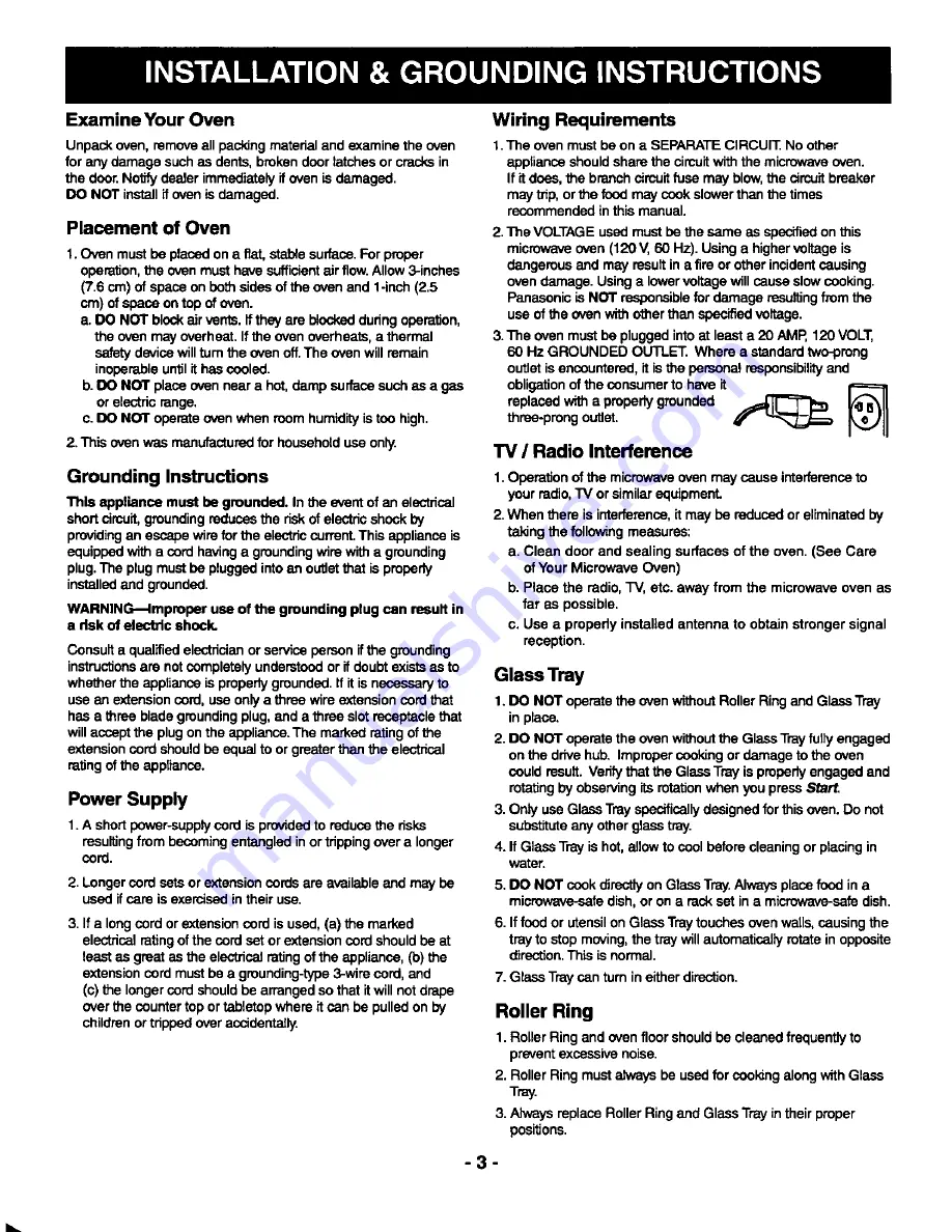 Panasonic NNS789WAS Operating Instructions Manual Download Page 5