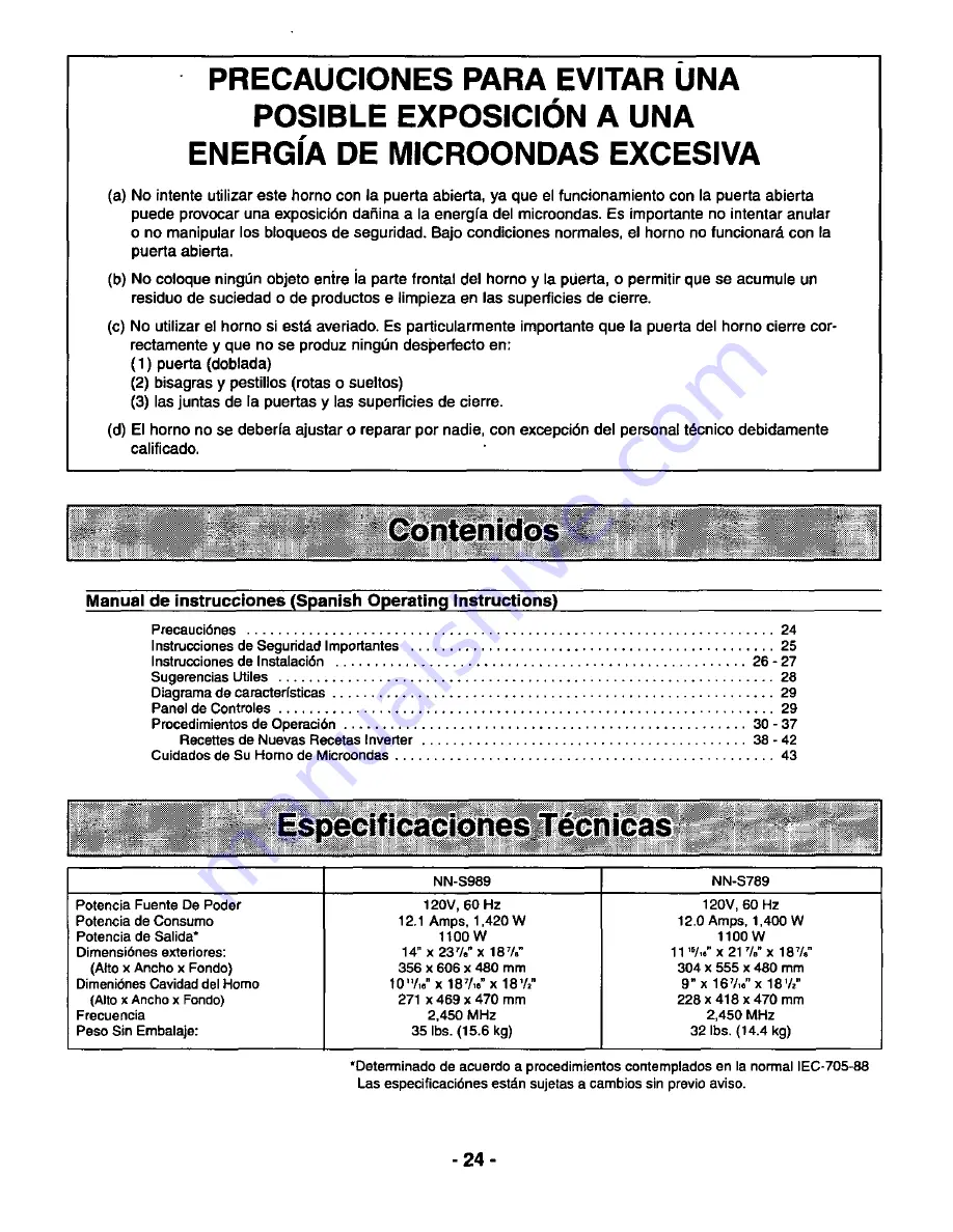 Panasonic NNS789WAS Operating Instructions Manual Download Page 26