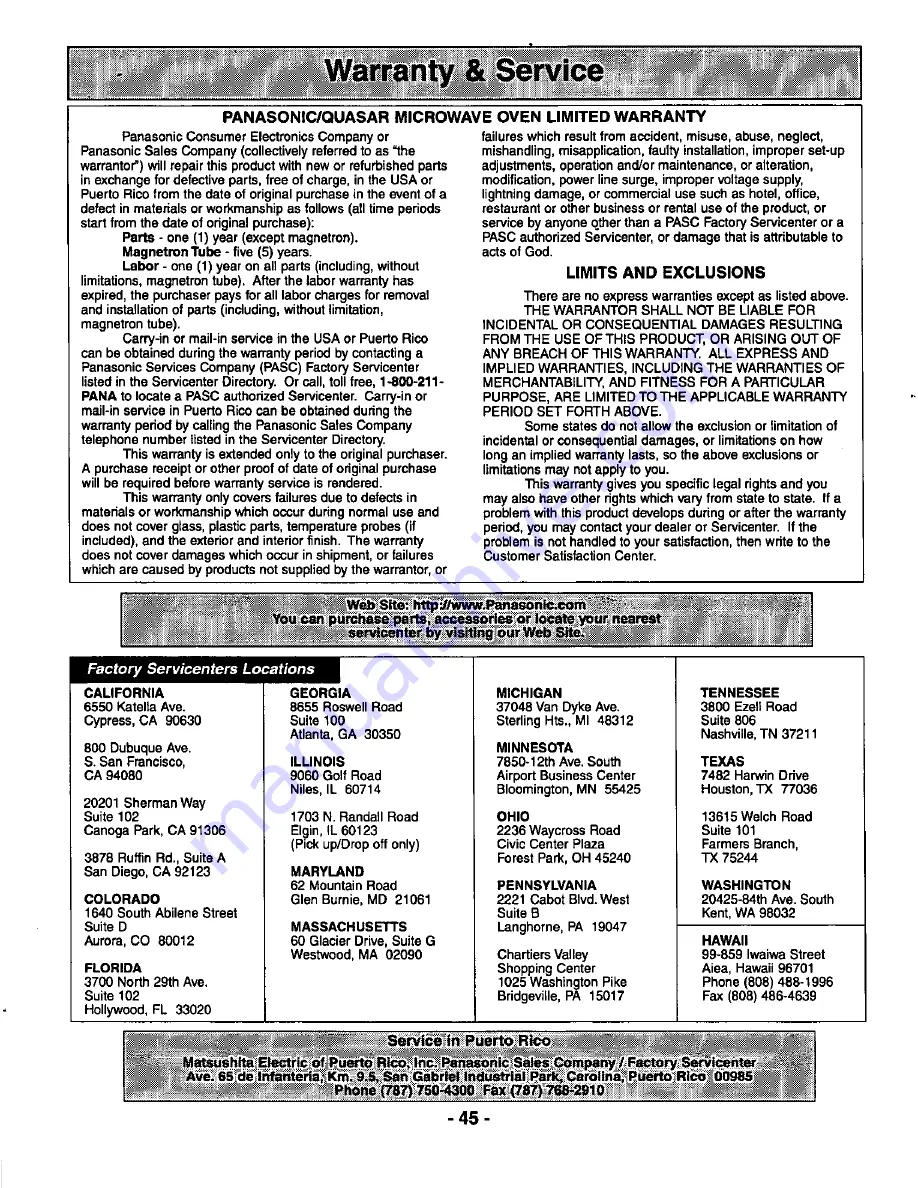 Panasonic NNS789WAS Operating Instructions Manual Download Page 47