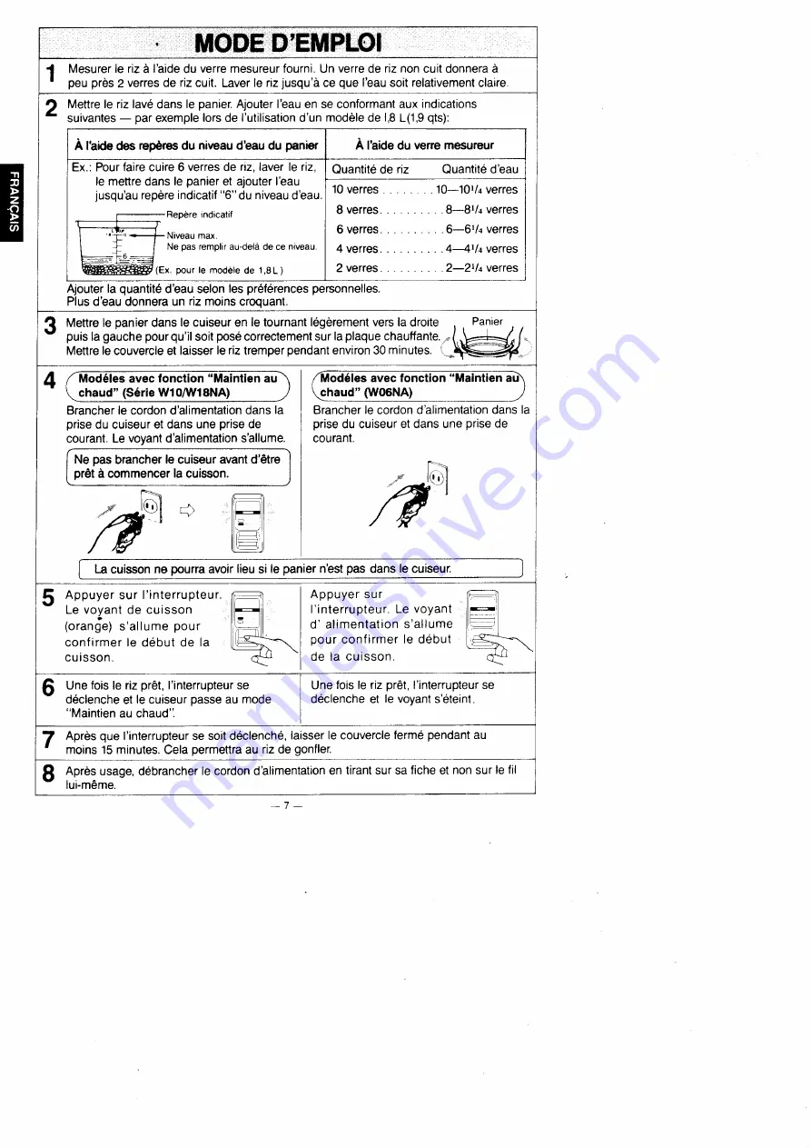 Panasonic NSRW06NA Operating Manual Download Page 8