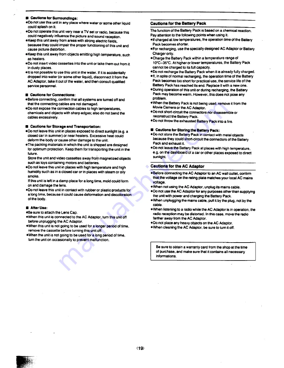 Panasonic NV-G101 Operating Instructions Manual Download Page 19