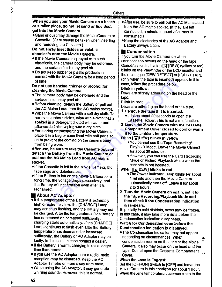 Panasonic NV-GS400 Operating Instructions Manual Download Page 62