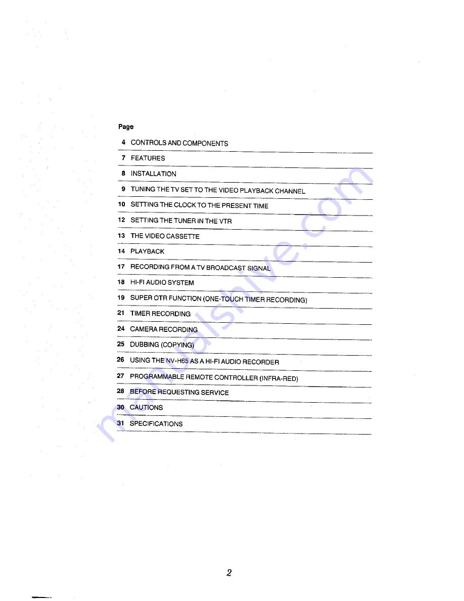 Panasonic NV-H65 Series Operating Instructions Manual Download Page 2