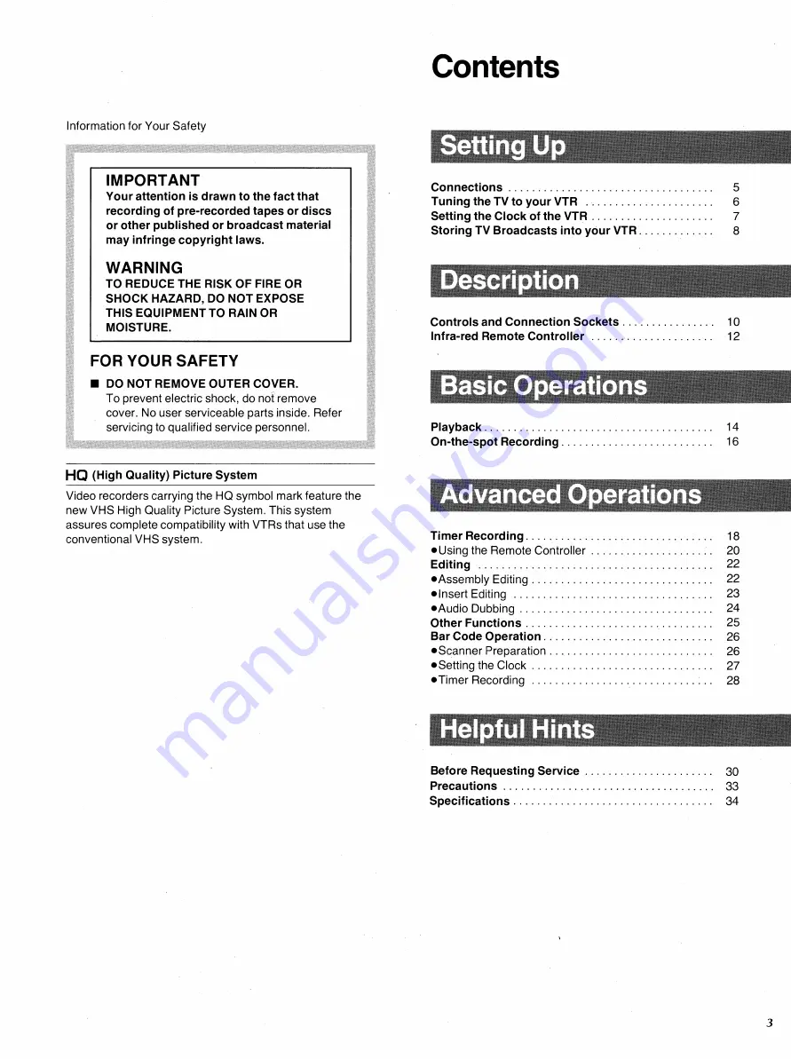 Panasonic NV-HD100A Operating Instructions Manual Download Page 3