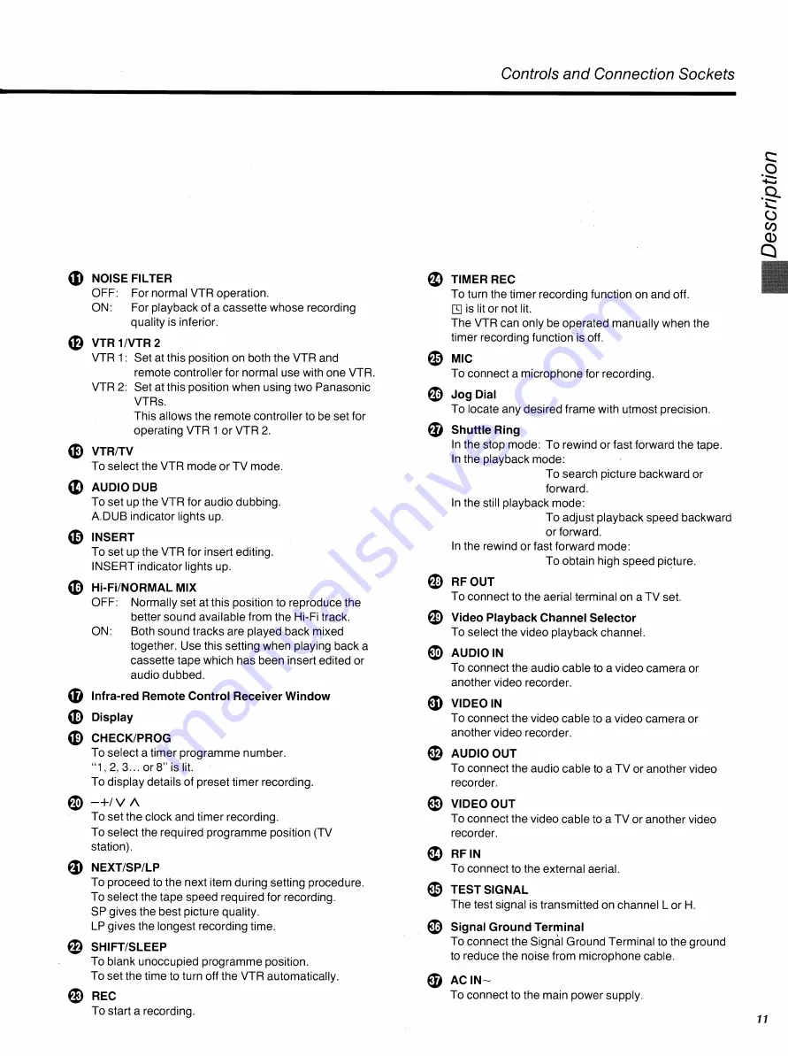 Panasonic NV-HD100A Operating Instructions Manual Download Page 11