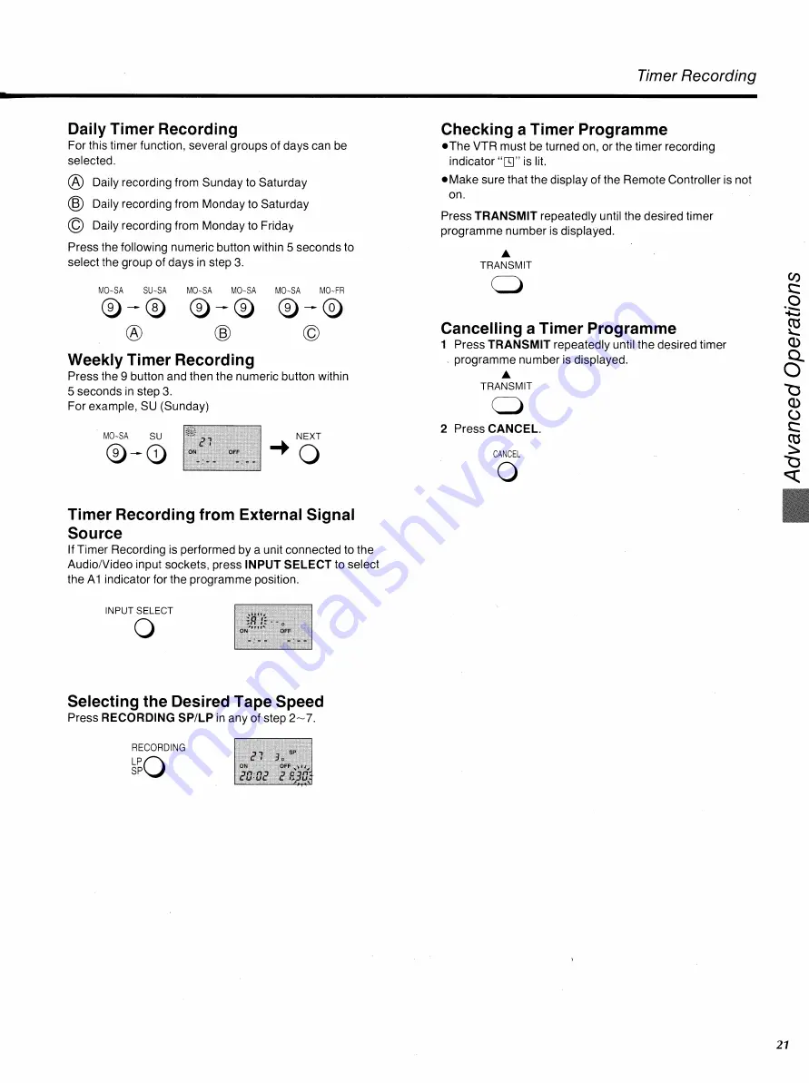 Panasonic NV-HD100A Operating Instructions Manual Download Page 21