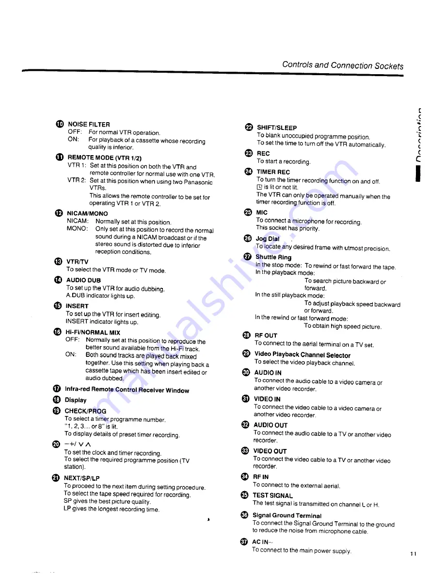 Panasonic NV-HD100EA Operating Instructions Manual Download Page 11