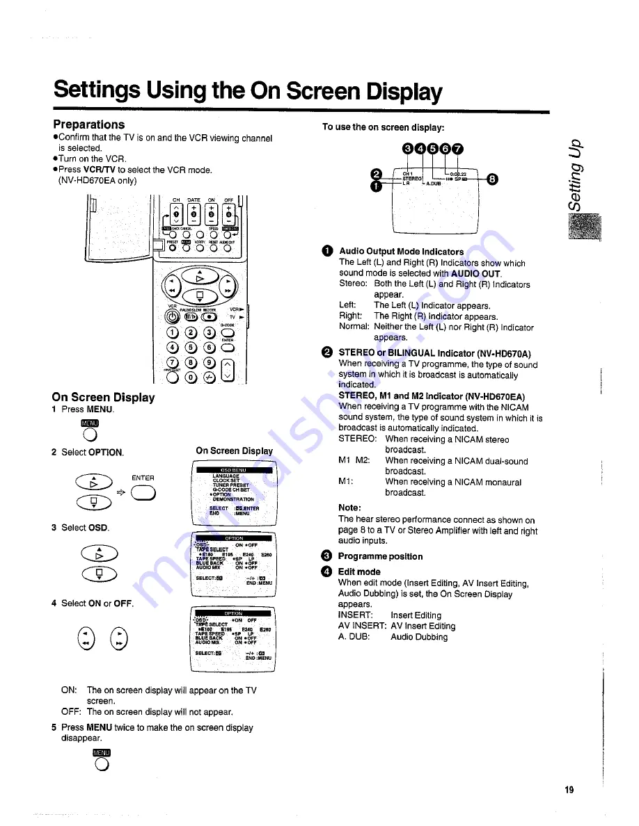 Panasonic NV-HD670 Series Operating Instructions Manual Download Page 19