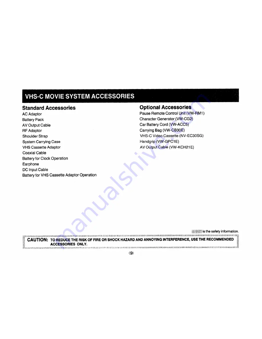 Panasonic NV-MC30B Operating Instructions Manual Download Page 9