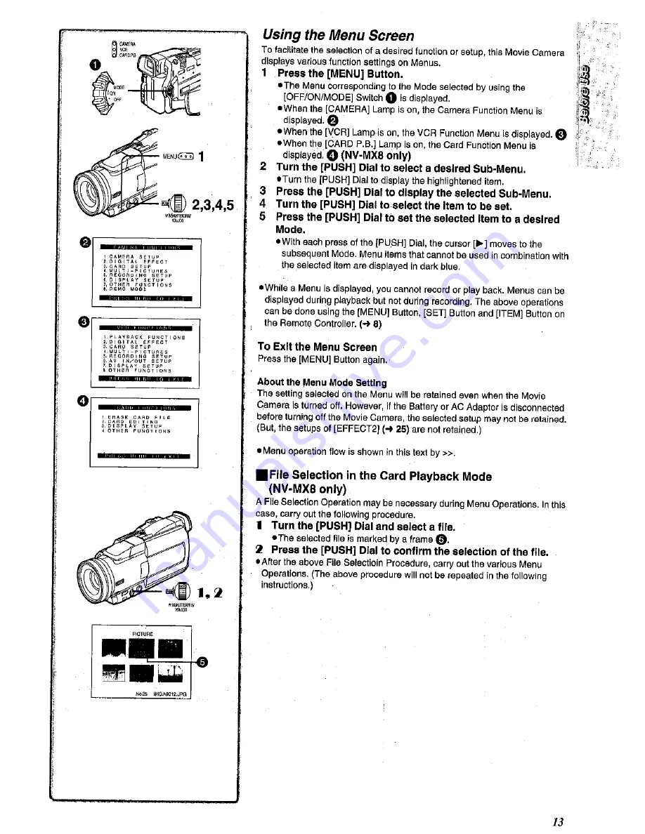 Panasonic NV MX 2 B Operating Instructions Manual Download Page 13