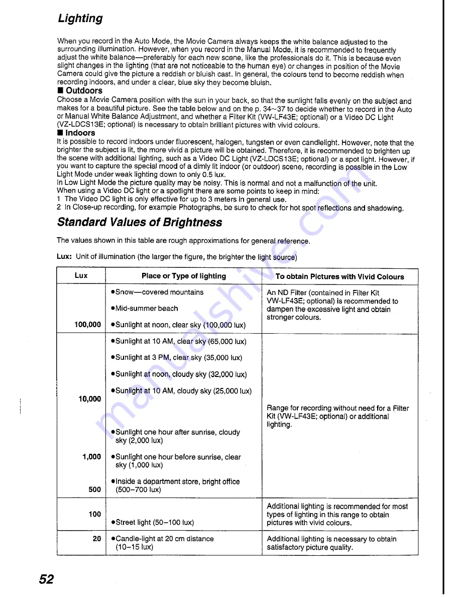 Panasonic NV-RX1A Operating Instructions Manual Download Page 52