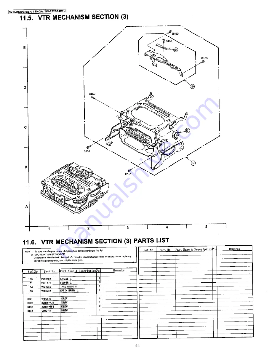 Panasonic NV-RZ1EG/B/E/EN/ENC/A Service Manual Download Page 66