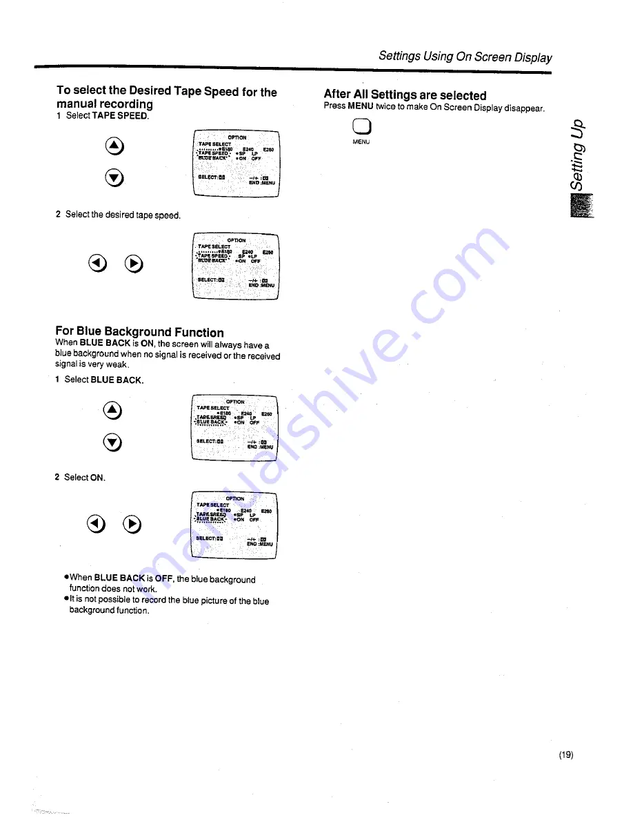 Panasonic NV-SD400 Series Operating Instructions Manual Download Page 19