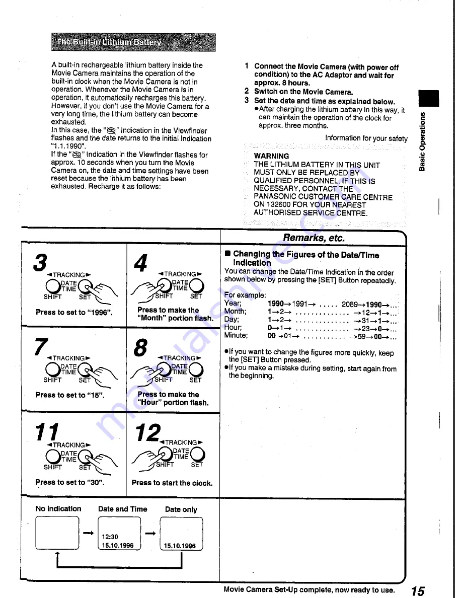 Panasonic NV-V10A Operating Instructions Manual Download Page 15