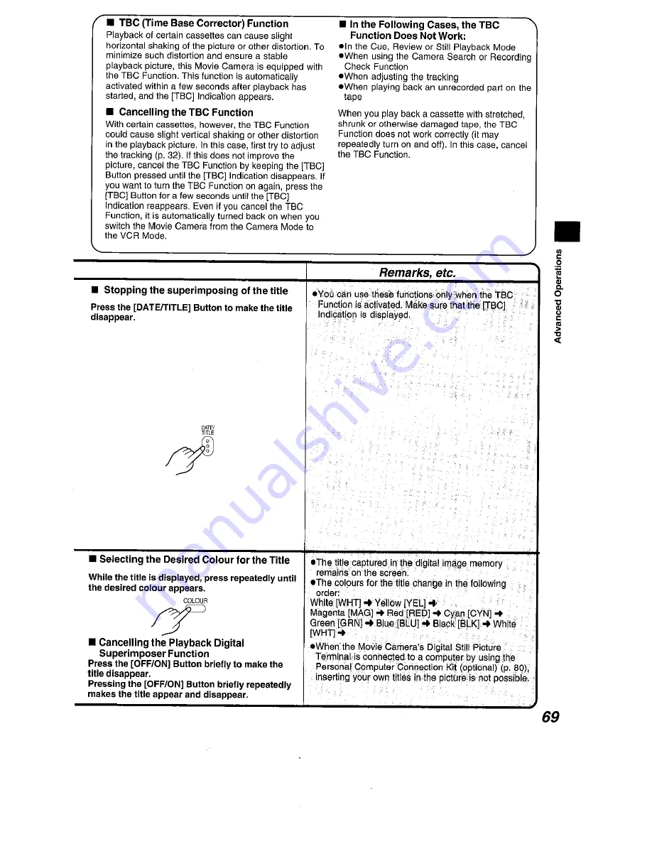 Panasonic NV-VS7B Operating Instructions Manual Download Page 69