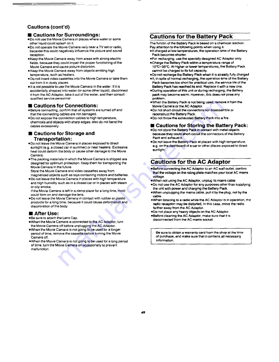 Panasonic NVM50 Operating Instructions Manual Download Page 48