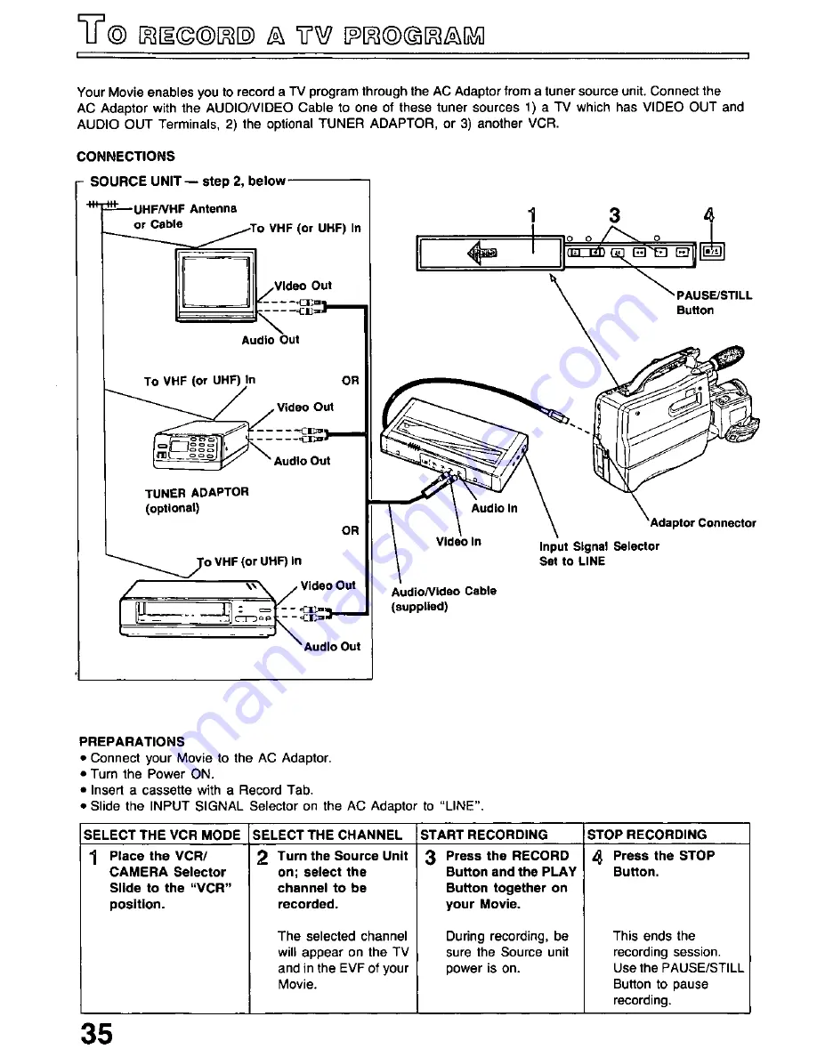 Panasonic OmniMovie PV-530 Operating Instructions Manual Download Page 36