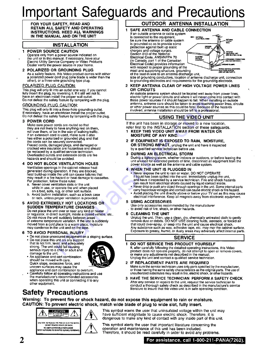 Panasonic Omnivision PV-9400 Operating Instructions Manual Download Page 2