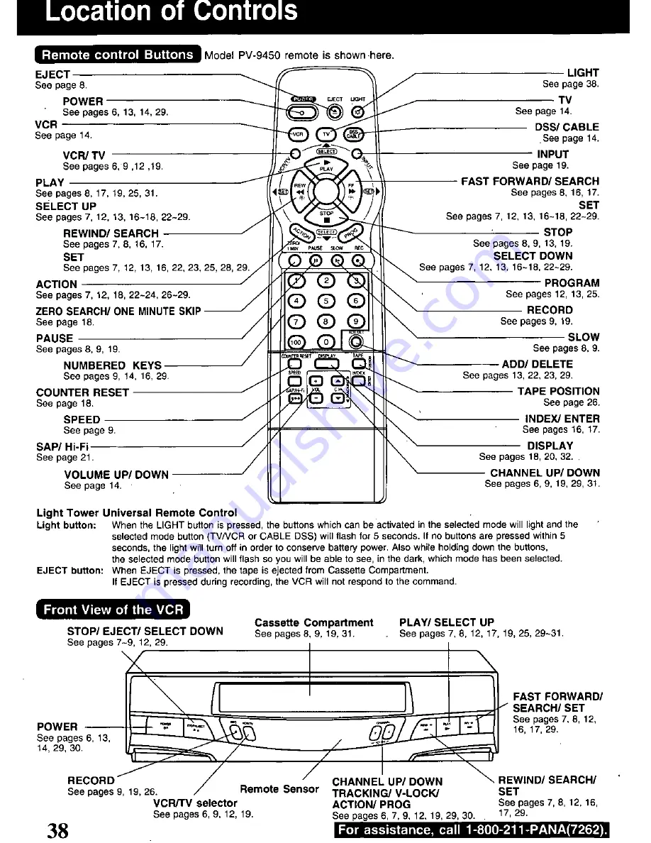 Panasonic Omnivision PV-9400 Operating Instructions Manual Download Page 38