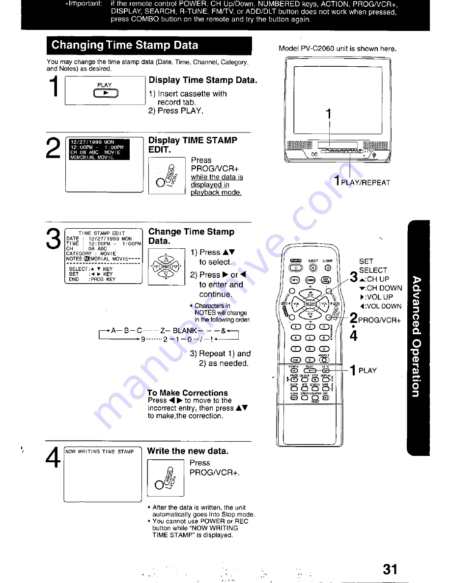 Panasonic OmniVision PV-C2060 Operating Manual Download Page 31