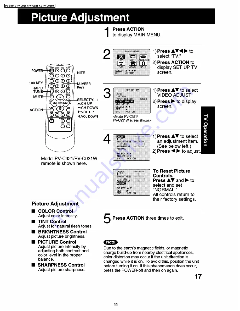 Panasonic Omnivision PV-C911 Скачать руководство пользователя страница 22