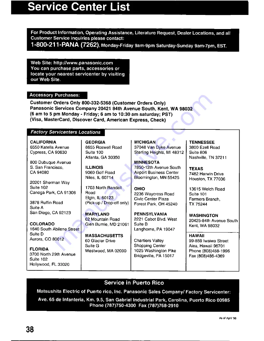 Panasonic Omnivision PV-HD1000 Operating Manual Download Page 38