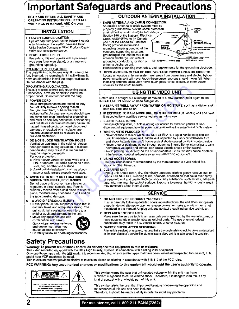 Panasonic OmniVision PV-M1339 User Manual Download Page 2