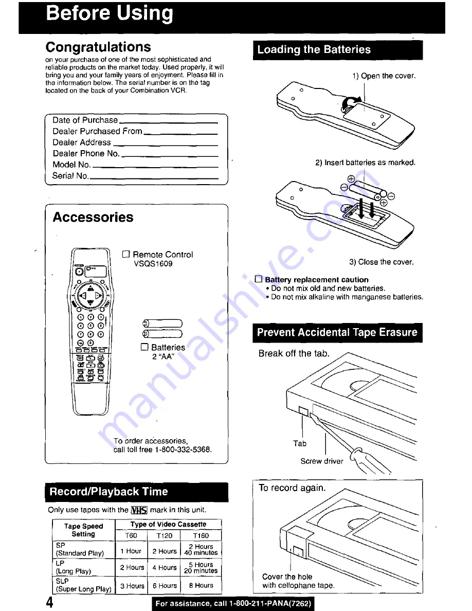 Panasonic OmniVision PV-M1339 User Manual Download Page 4