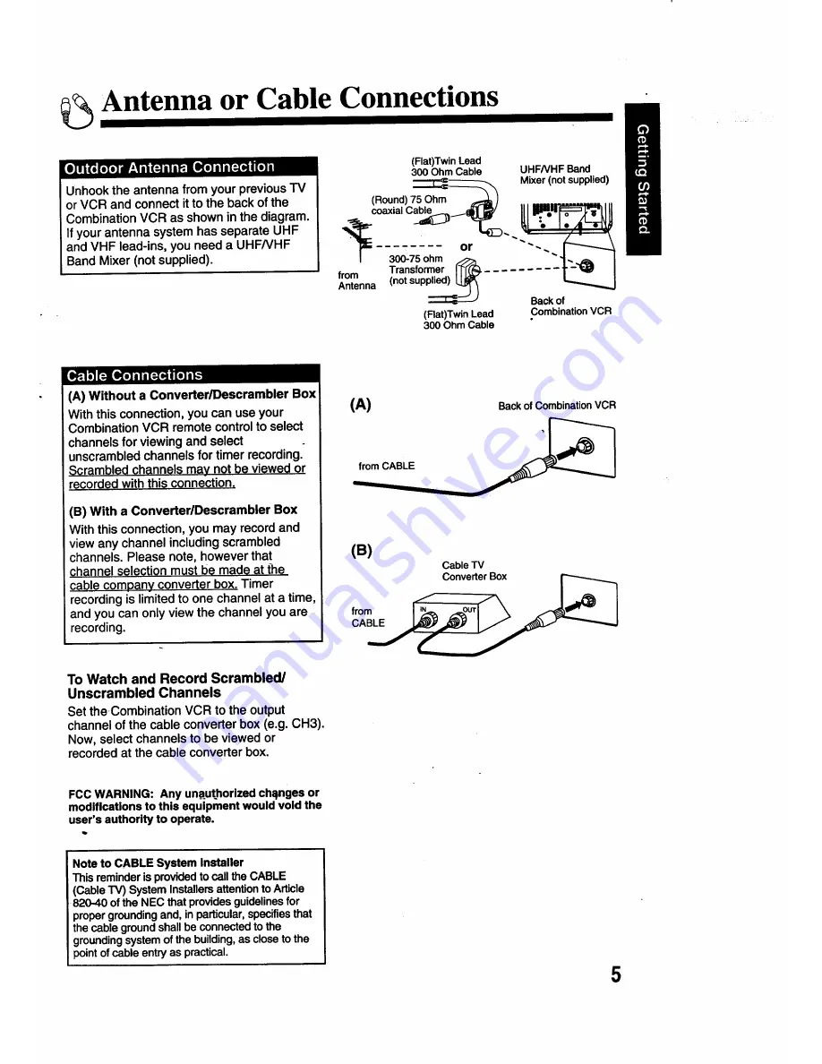 Panasonic Omnivision PV-M1378W Operating Instructions Manual Download Page 5