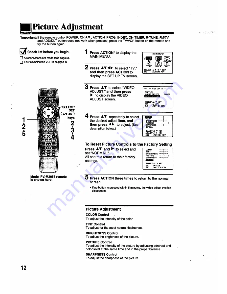 Panasonic OmniVision PV-M2048 Скачать руководство пользователя страница 12