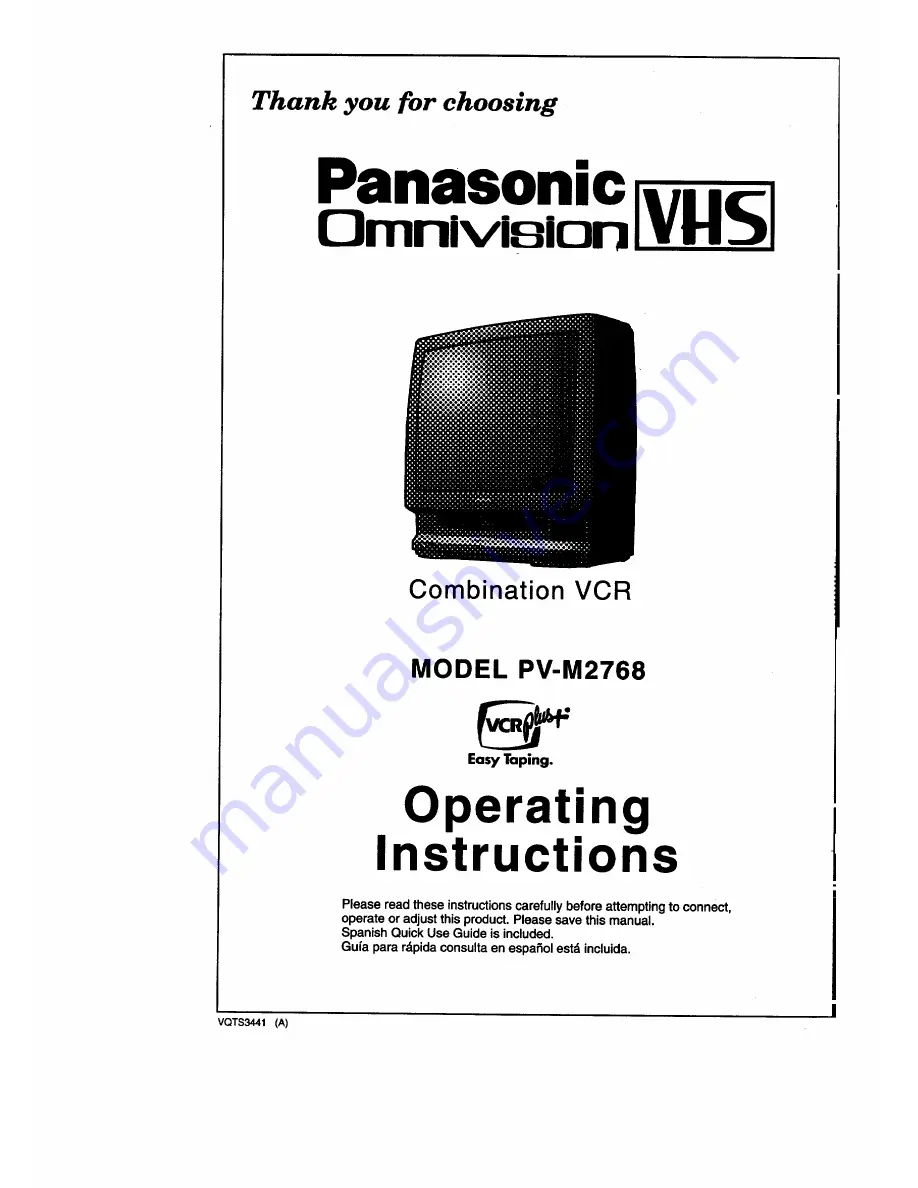 Panasonic Omnivision PV-M2768 Скачать руководство пользователя страница 1