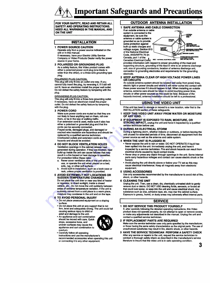 Panasonic Omnivision PV-M2768 Operating Instructions Manual Download Page 3