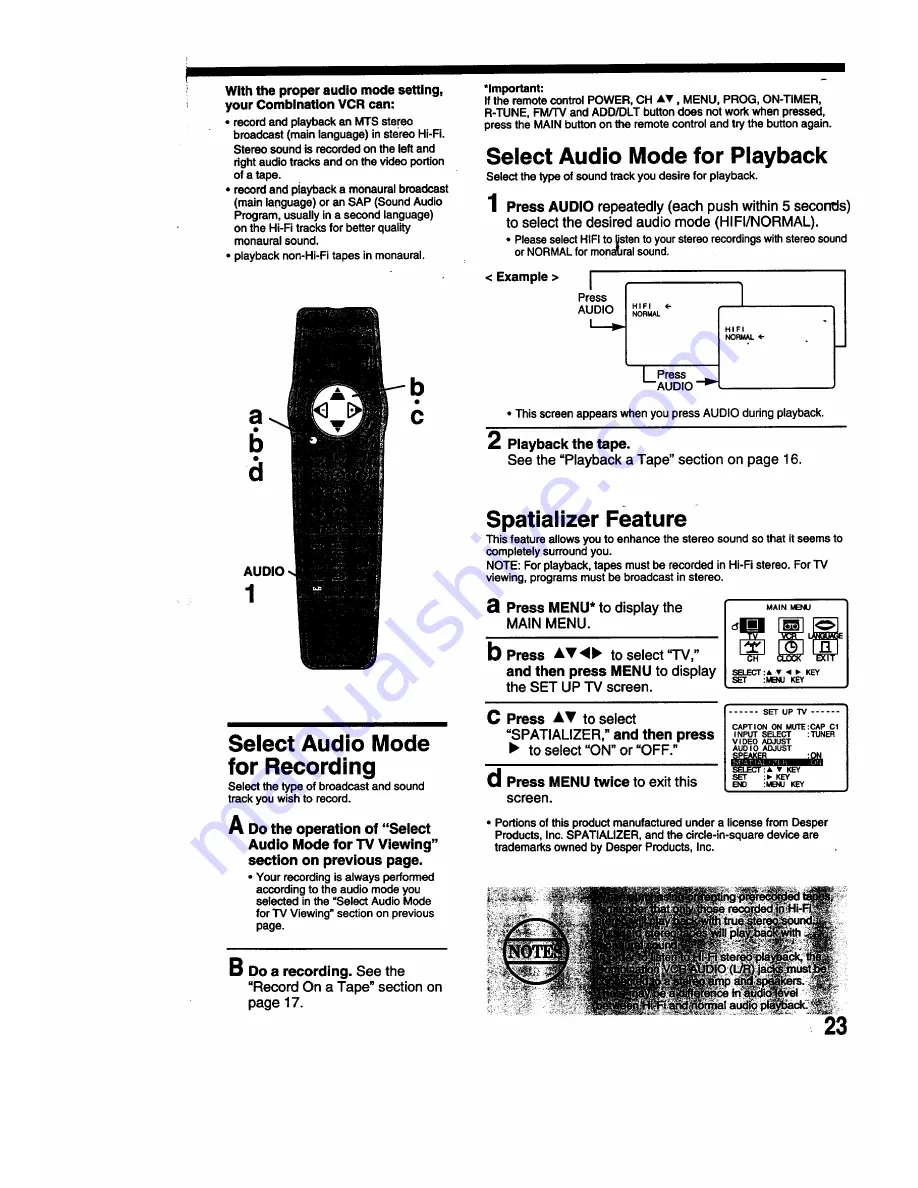 Panasonic Omnivision PV-M2768 Скачать руководство пользователя страница 23