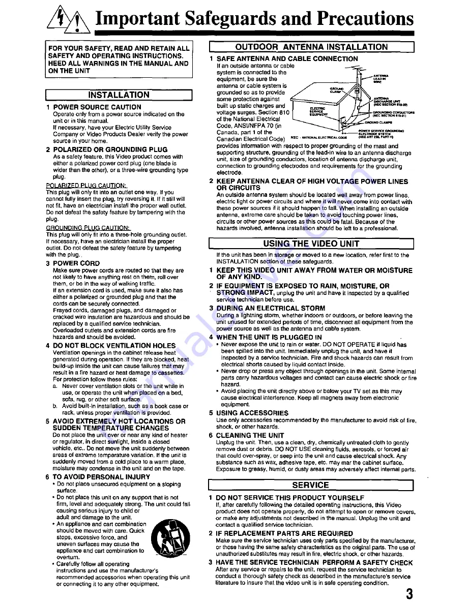 Panasonic Omnivision PV-M2768 Operating Manual Download Page 3