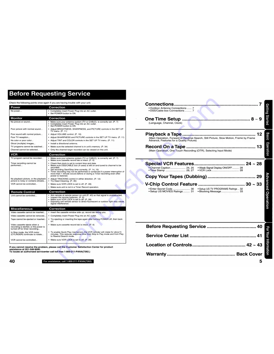 Panasonic OmniVision PV-Q1310 Operating Instructions Manual Download Page 5