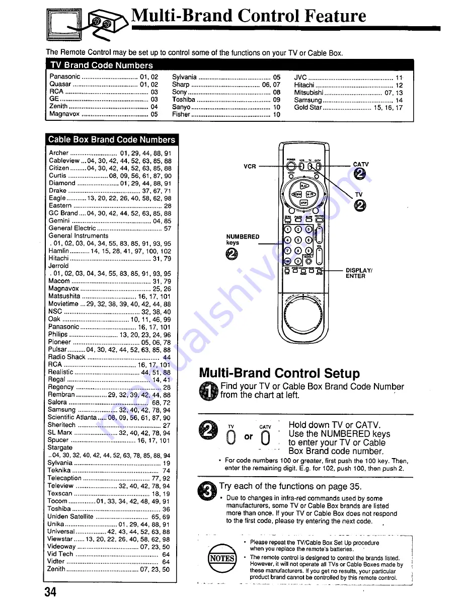 Panasonic Omnivision PV-S7670 Operating Manual Download Page 34