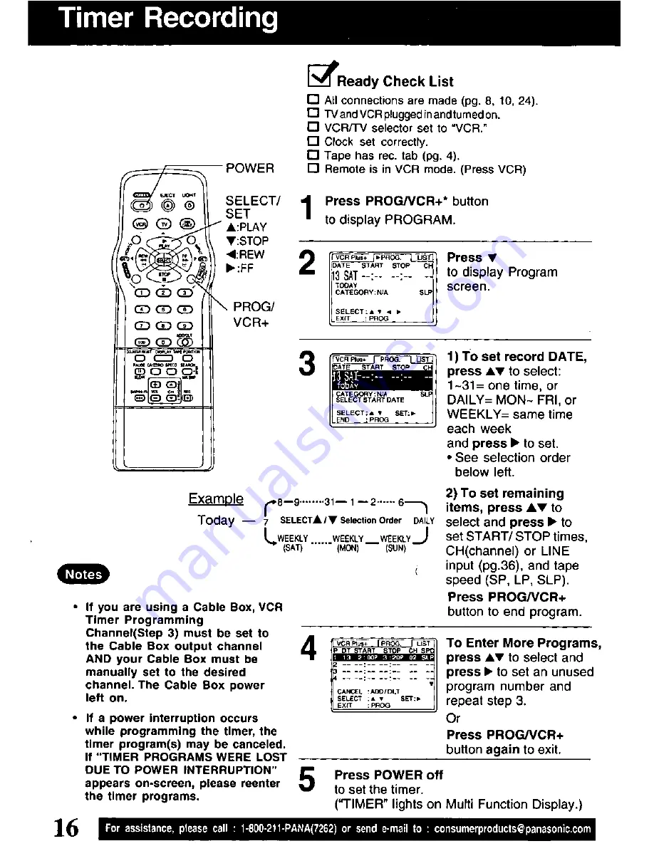 Panasonic Omnivision PV-V4621 Operating Manual Download Page 16