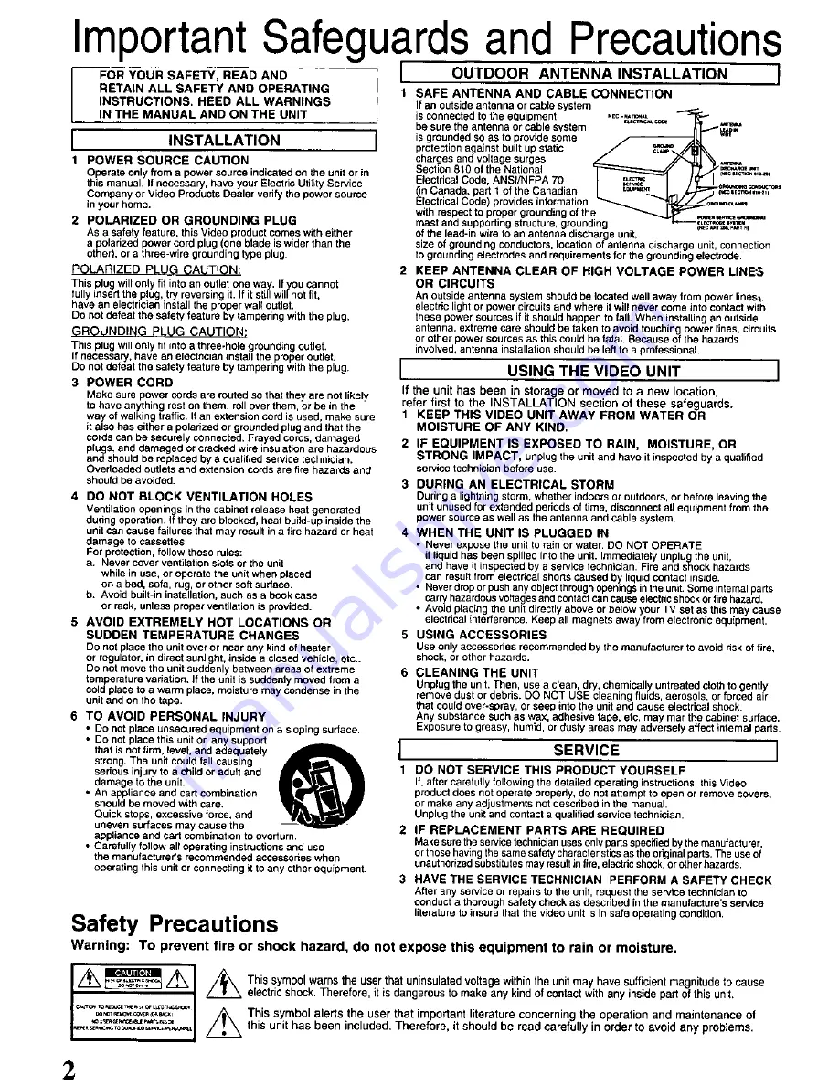 Panasonic Omnivision VHS PV-9405S Operating Instructions Manual Download Page 2