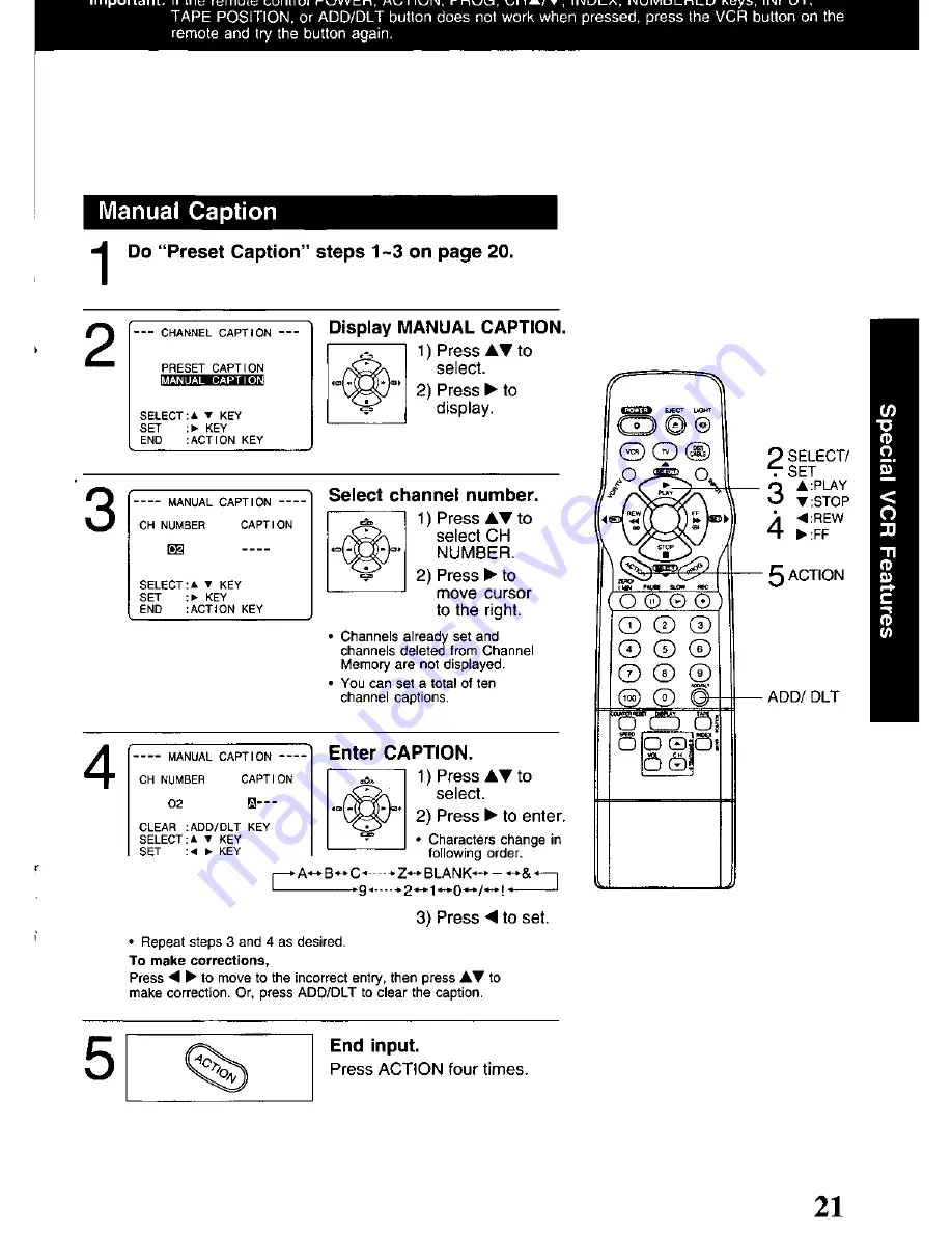 Panasonic Omnivision VHS PV-9405S Operating Instructions Manual Download Page 21