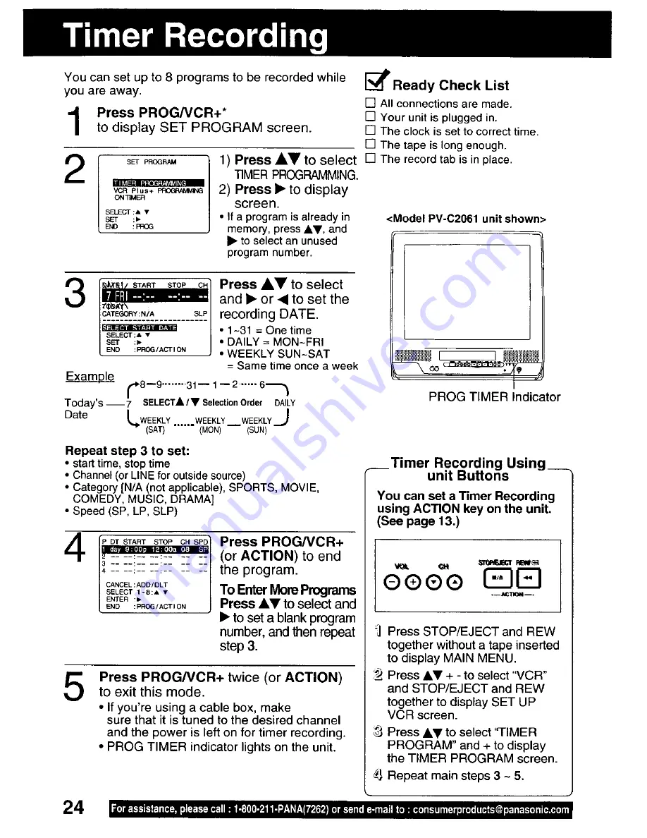 Panasonic Omnivision VHS PV-C2061 Operating Instructions Manual Download Page 24