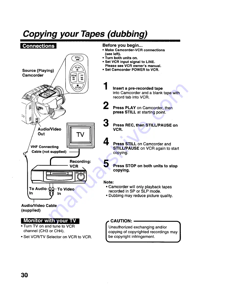 Panasonic Palmcoder Palmsight PV-L579 Скачать руководство пользователя страница 30