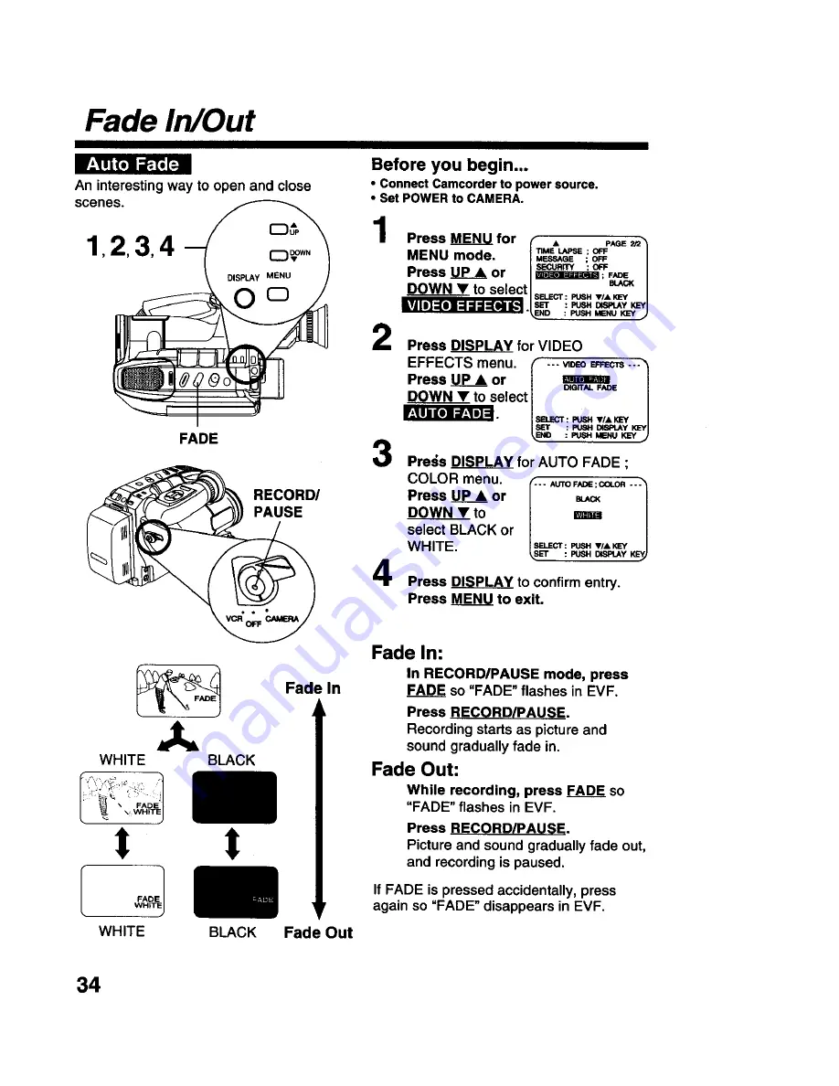 Panasonic Palmcoder PalmSight PV-L679 Скачать руководство пользователя страница 34