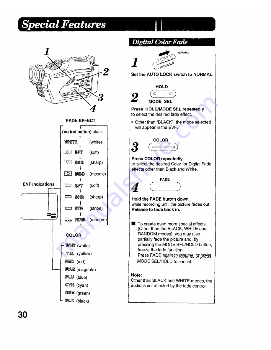 Panasonic Palmcoder PV-A16 Operating Instructions Manual Download Page 30