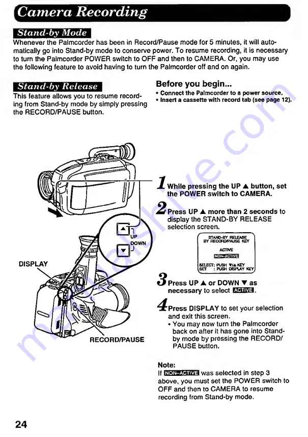 Panasonic Palmcorder IQ DisplayMate PV-L606 Operating Instructions Manual Download Page 24