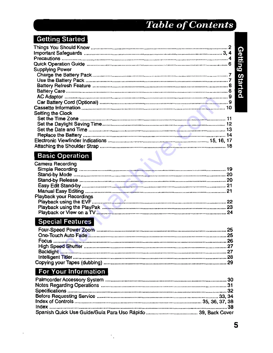 Panasonic Palmcorder IQ PV-A226 User Manual Download Page 5