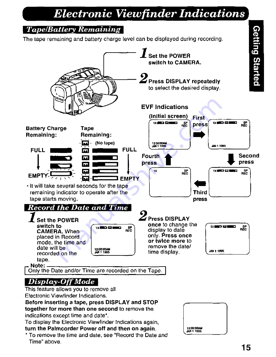 Panasonic Palmcorder IQ PV-A306 User Manual Download Page 15