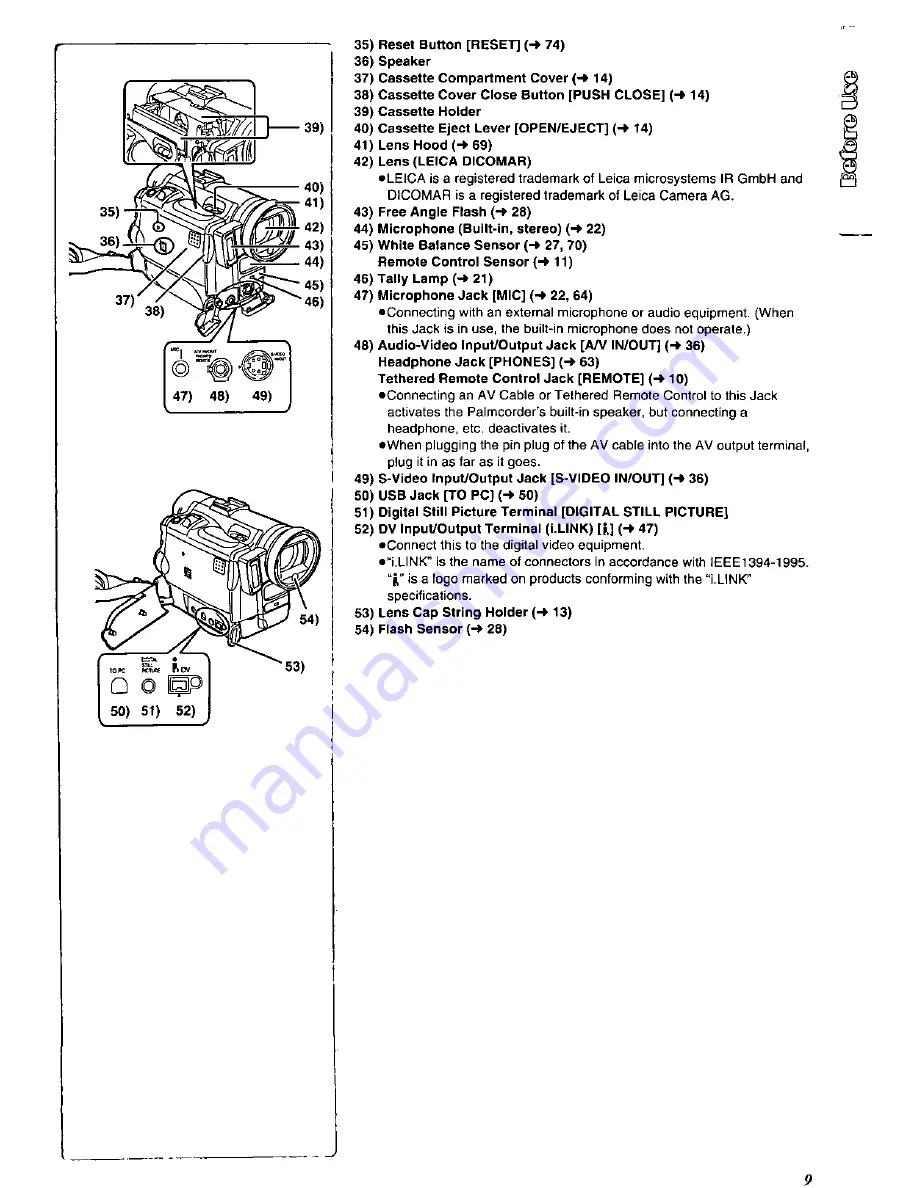 Panasonic Palmcorder MultiCam PV-DC352-K User Manual Download Page 9